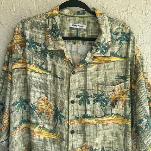 TOMMY BAHAMA Shirt Men 3XL Silk Zama Palms Camp Hawaiian Resort - Picture 2 of 8